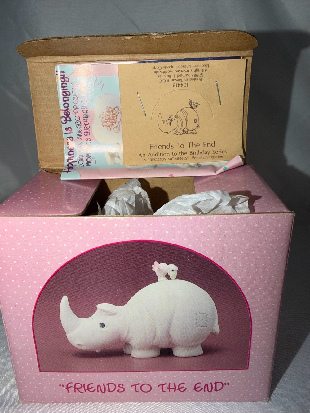 Precious Moments "Friends To The End" Rhino Figurine - 104418 - Vintage 1988 Box - Picture 13 of 13